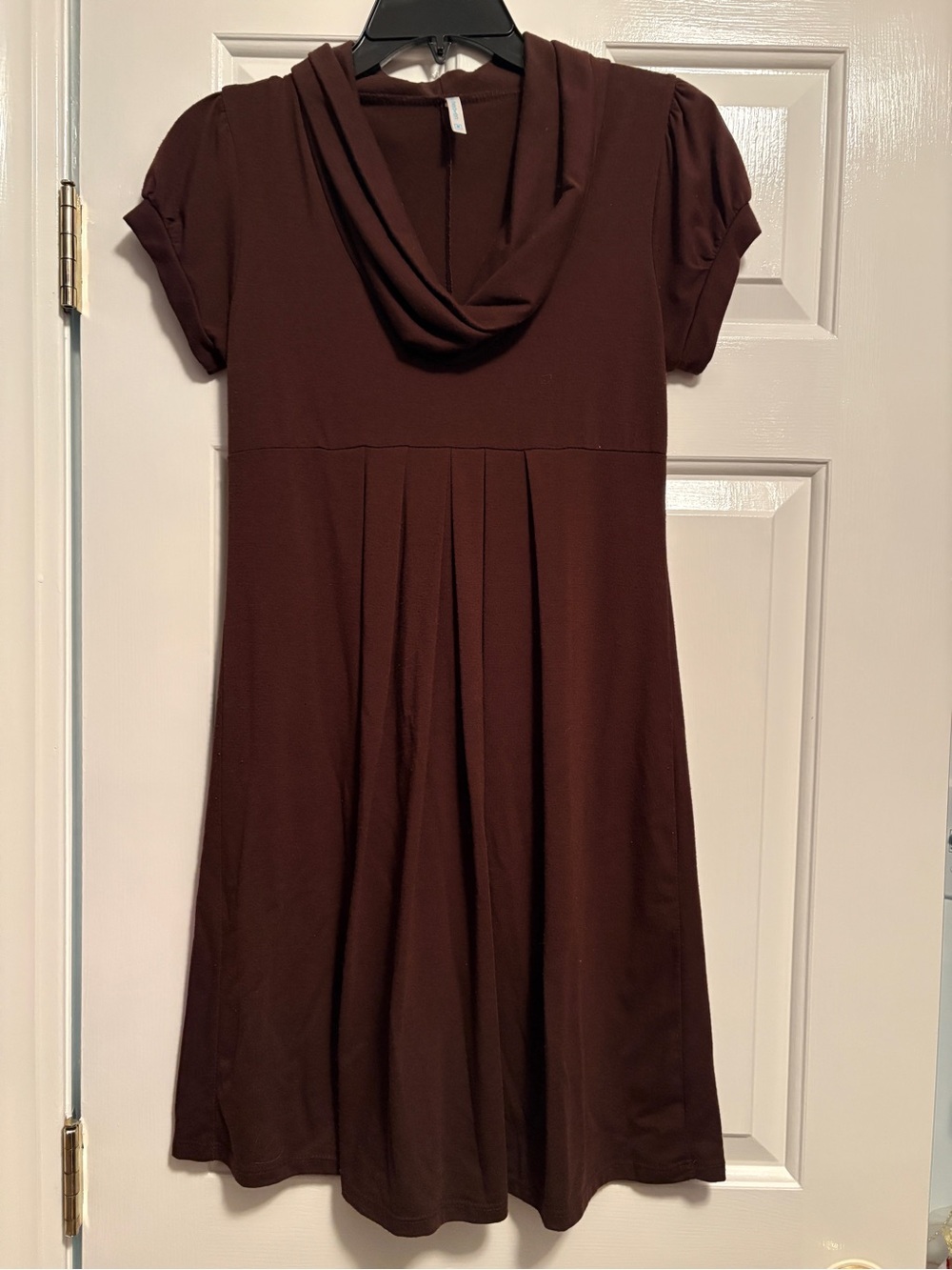 Women's Brown Cowl Neck Midi Dress
